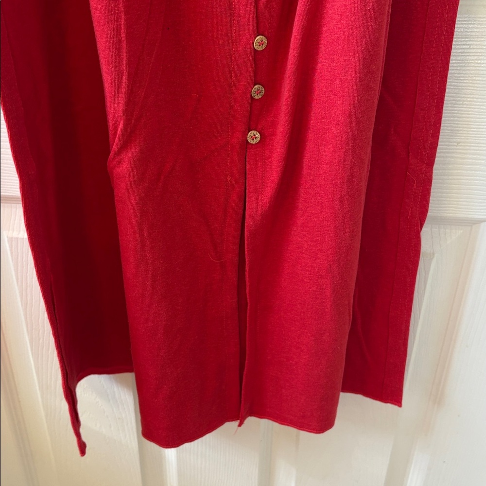 Relaxed Button Down MIDI Dress -  Red - Picture 8 of 10